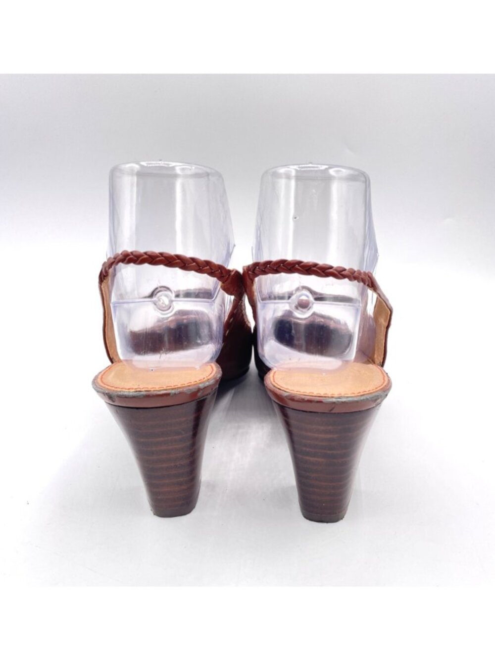 Vintage Etienne Aigner Brown Leather Sling Back Women Heels Size 7.5" - Picture 4 of 9
